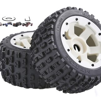 850741 e Rofun 15 RC White Nylon Wheel Hub Gen-2 MT Tires Rear Pair 5B Rovan