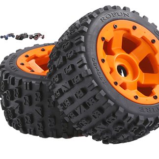 850743 e Rofun 15 RC Orange Nylon Wheel Hub Gen-2 MT Tires Rear Pair 5B Rovan