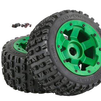 850744 e Rofun 15 RC Green Nylon 24mm Hex Wheel Gen-2 MT Tires Rear Pair 5B Rovan