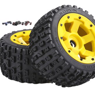 850745 e Rofun 15 RC Yellow Nylon Wheel Hub Gen-2 MT Tires Rear Pair 5B Rovan Traxxas