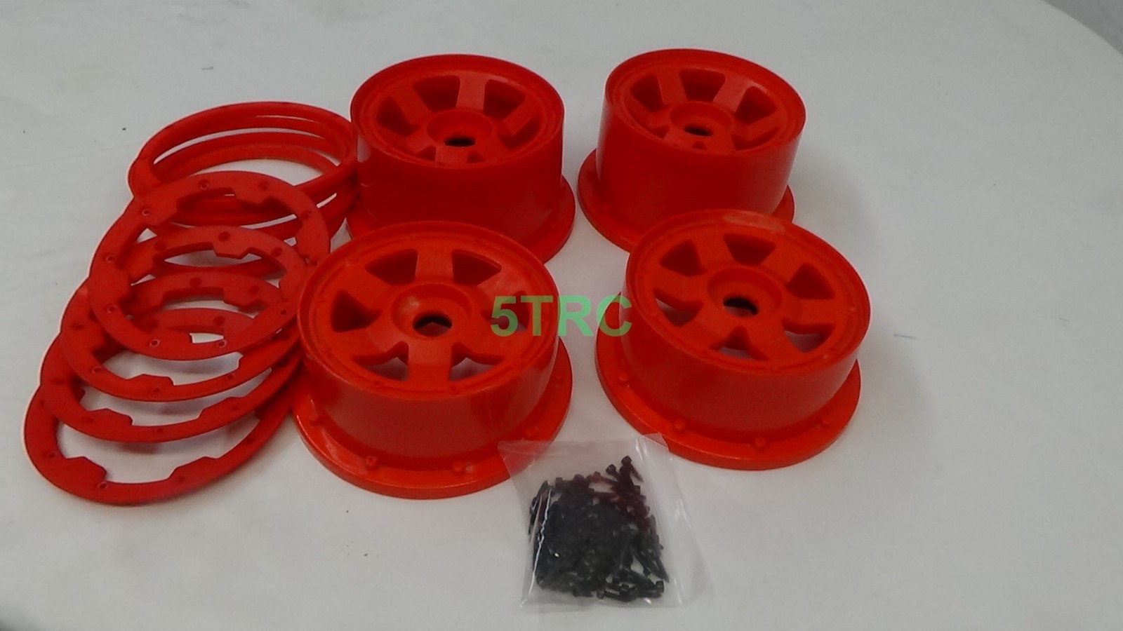 850762 e Rofun 5B BAJA 5B 4 Red Nylon 24mm Hex Wheels & Beadlocks Rovan Losi HPI