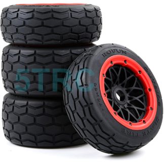 854972 e Rofun 5B Street Tires Red Beadlock Set of 4 Rovan