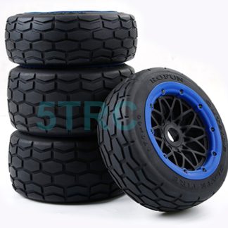 854974 e Rofun Street Tires 15 Scale Set of 4 Tires on Black Wheels Traxxas Rovan