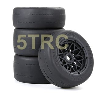 855121 e Rofun RC Bald Slicks 15 Scale Blacktop 4 Tires & Wheels Black Bead Rovan