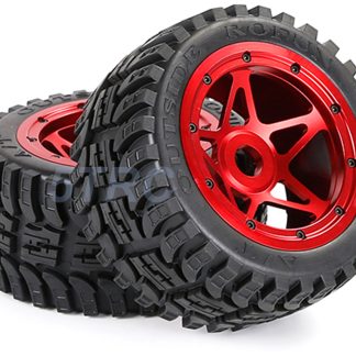 855321 e Rofun 15 RC Red CNC Star Rear Wheels 24mm Hex All Terrain Tires Baja 5B Rovan