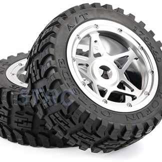 855322 e Rofun 15 RC Silver CNC Star Rear Wheels Gen-2 Tires Set Baja 5B Rovan Alloy