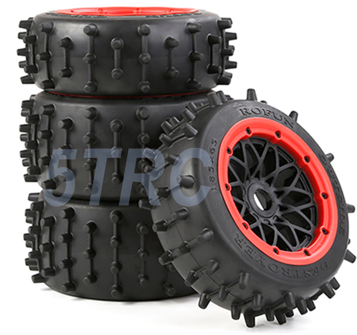 855642 e Rofun 15 RC Large Knobby Tires Red Set Baja 5B Off Road Rovan