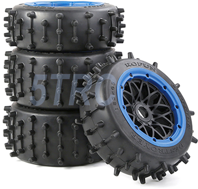 855644 e Rofun 15 RC Large Knobby Tires Blue Set Baja 5B Off Road Traxxas Rovan