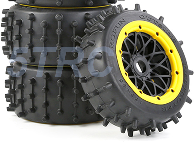 855645 e Rofun 15 RC Large Knobby Tires Yellow Set of 4 Baja 5B Off Road Rovan