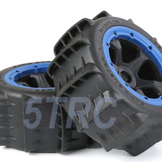 855694 e Rofun 15 RC Baja 5B Front Star Wheels Desert Tires Blue 185x80 Pair Rovan
