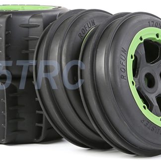 855703 e Rofun 15 RC Baja 5B Star Wheels 24mm Hex Desert Tires Green Beadlock Set Rovan