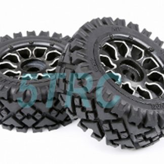951192 e Rofun 15 RC Baja 5B Front Tires All Metal Rims Wheel Set Pair Rovan