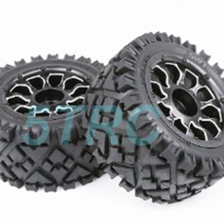 951202 e Rofun 15 RC Baja 5B Rear Tires All Metal Rims Wheel Pair Rovan