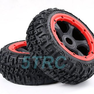 951922 e Rofun 15 RC Baja 5B Gen-3 Excavator Front Tires Wheels Red Pair Rovan