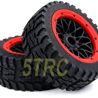 952872 e Rofun RC 15 All Terrain 2 Rear Tires 24mm Hex Wheels Red Bead Rovan HPI Losi