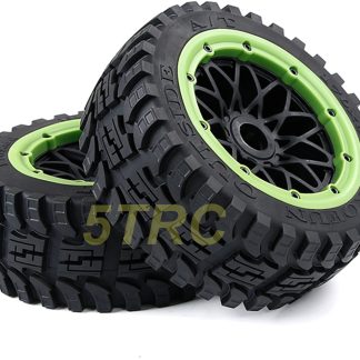 952873 e Rofun RC 15 Baja All Terrain Rear Tires Wheels Green Bead 170x80 Rovan