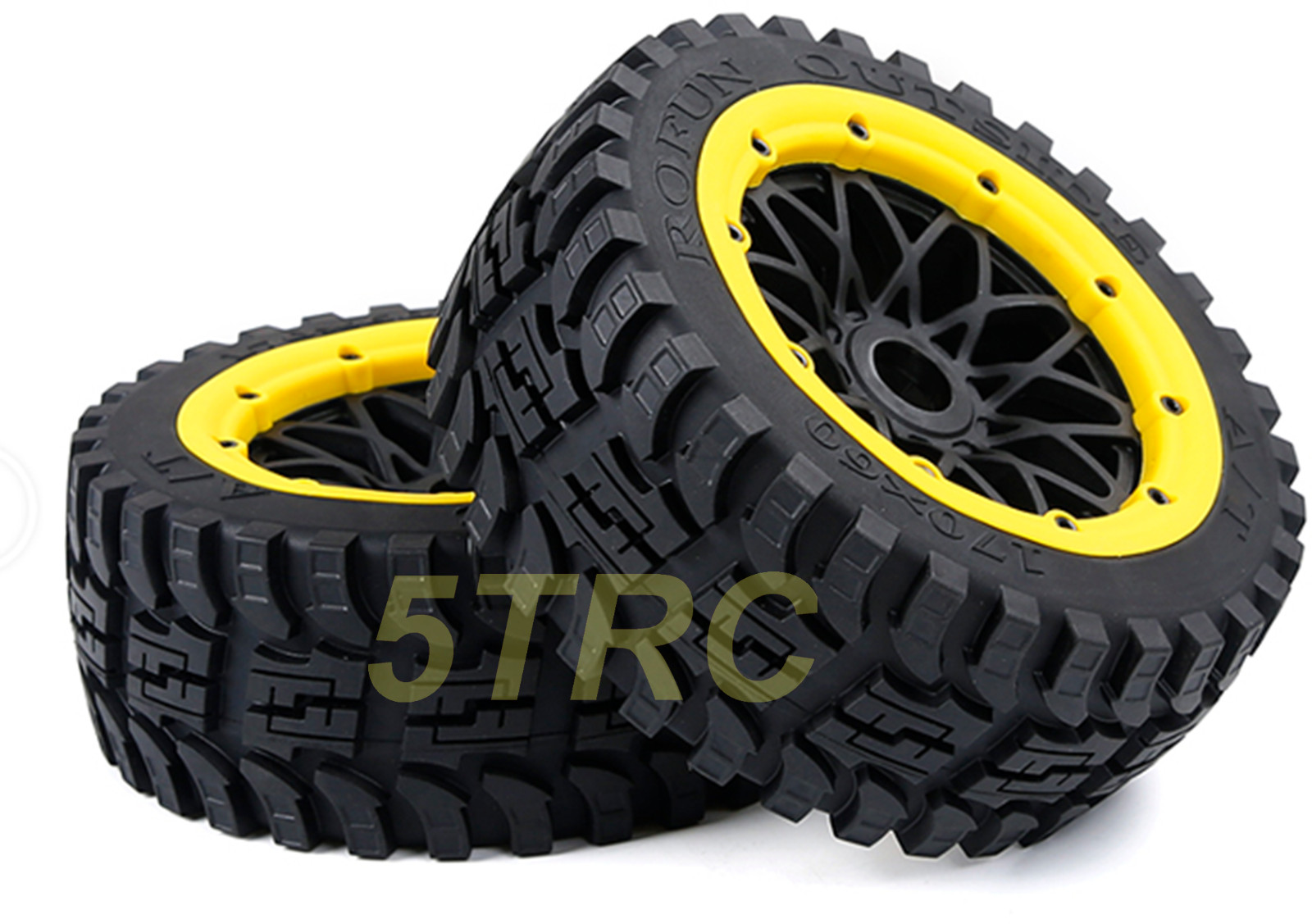 952875 e Rofun RC 15 Baja Gen-2 All Terrain Front Tires Yellow Pair 5B Buggy Rovan