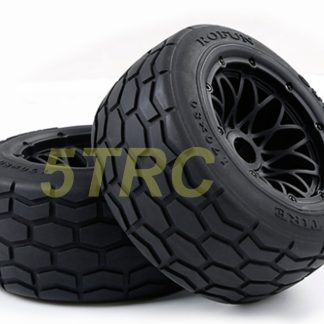 953021 e Rofun 15 RC Rear Street Tires Wheels Black Pair Baja 5B Rovan