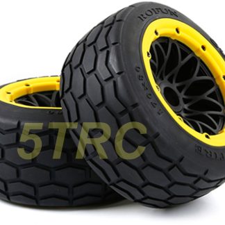 953025 e Rofun 15 RC Rear Street Tires Wheels Yellow Pair Baja 5B Rovan