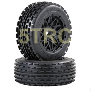953101 e Rofun 15 RC Dirt Buster Front Tires Wheels 170x80 Black Rim Pair Baja Rovan