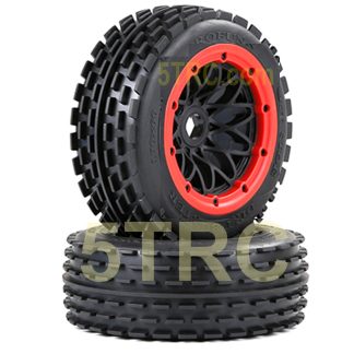 953102 e Rofun 15 RC Dirt Buster Front Tires Wheels 170x80 Red Rim Pair Baja Rovan