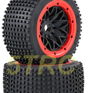 953112 e Rofun 15 RC Off Road 170x80 Rear Tires 24mm Hex Wheels Red Pair Baja 5B Rovan