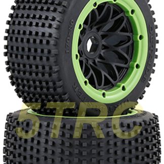 953113 e Rofun 15 RC Off Road Rear Tires Wheels Green Pair Baja 5B Rovan